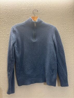 Men's Light Blue Half-Zip Wool Blend Sweater